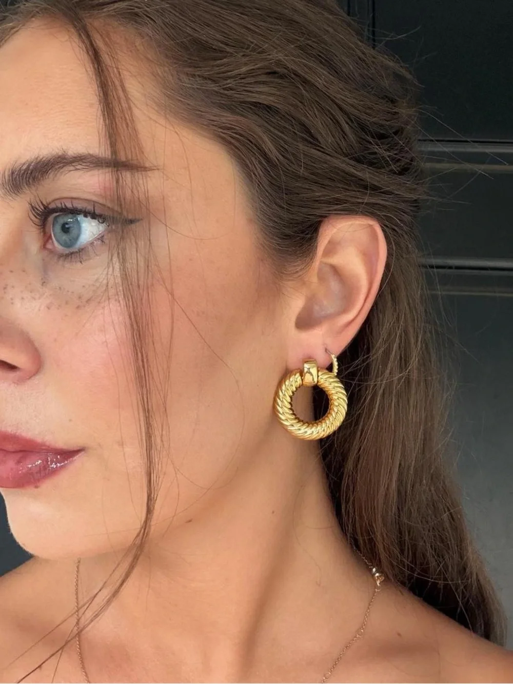 Vintage Gold plated twisted hoop costume jewelry earrings #chic #classy #timless
